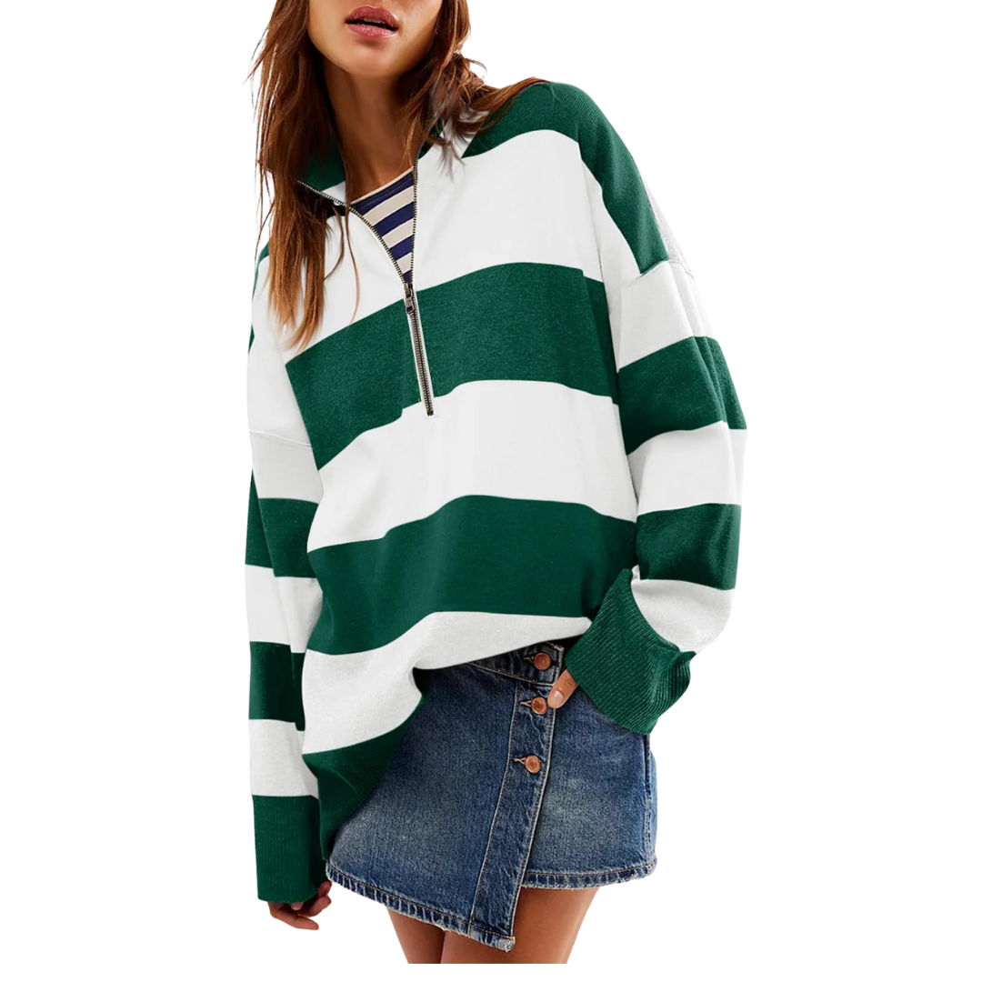 CAMILLA™ - Comfy Long Sleeve Pullover Sweater With Half Zipper