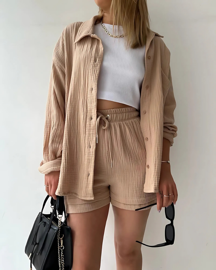 VERA™ – Modern Button-Up Shorts Set