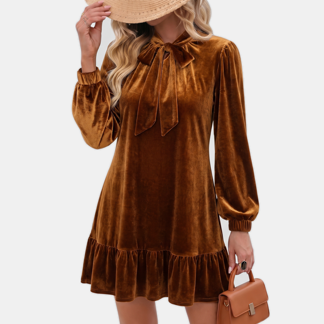 Women's Relaxed Sleeve Velvet Babydoll Mini Dress