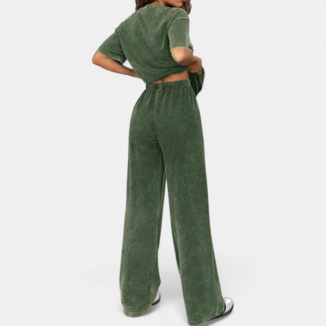 WINSLET™ – Vintage Washed Wide-Leg Two-Piece Set