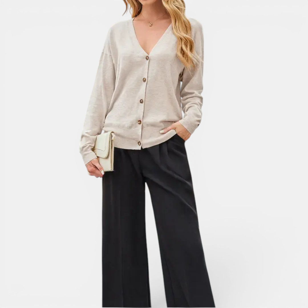 CLARICE™ – Lightweight Wool Blend Button Cardigan