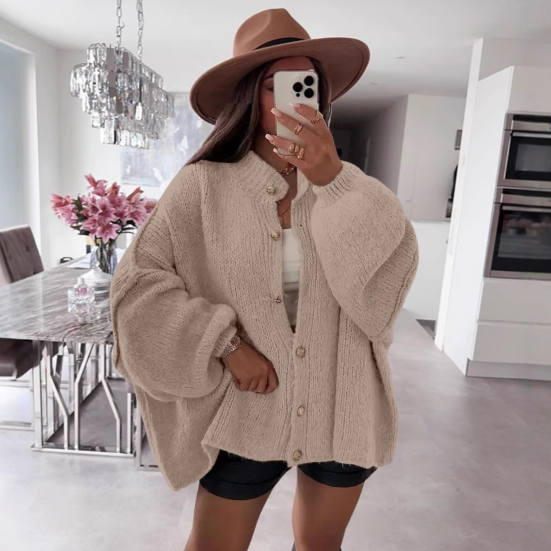 VANDANA™ - Classic Button-Down Long Sleeve Cardigan