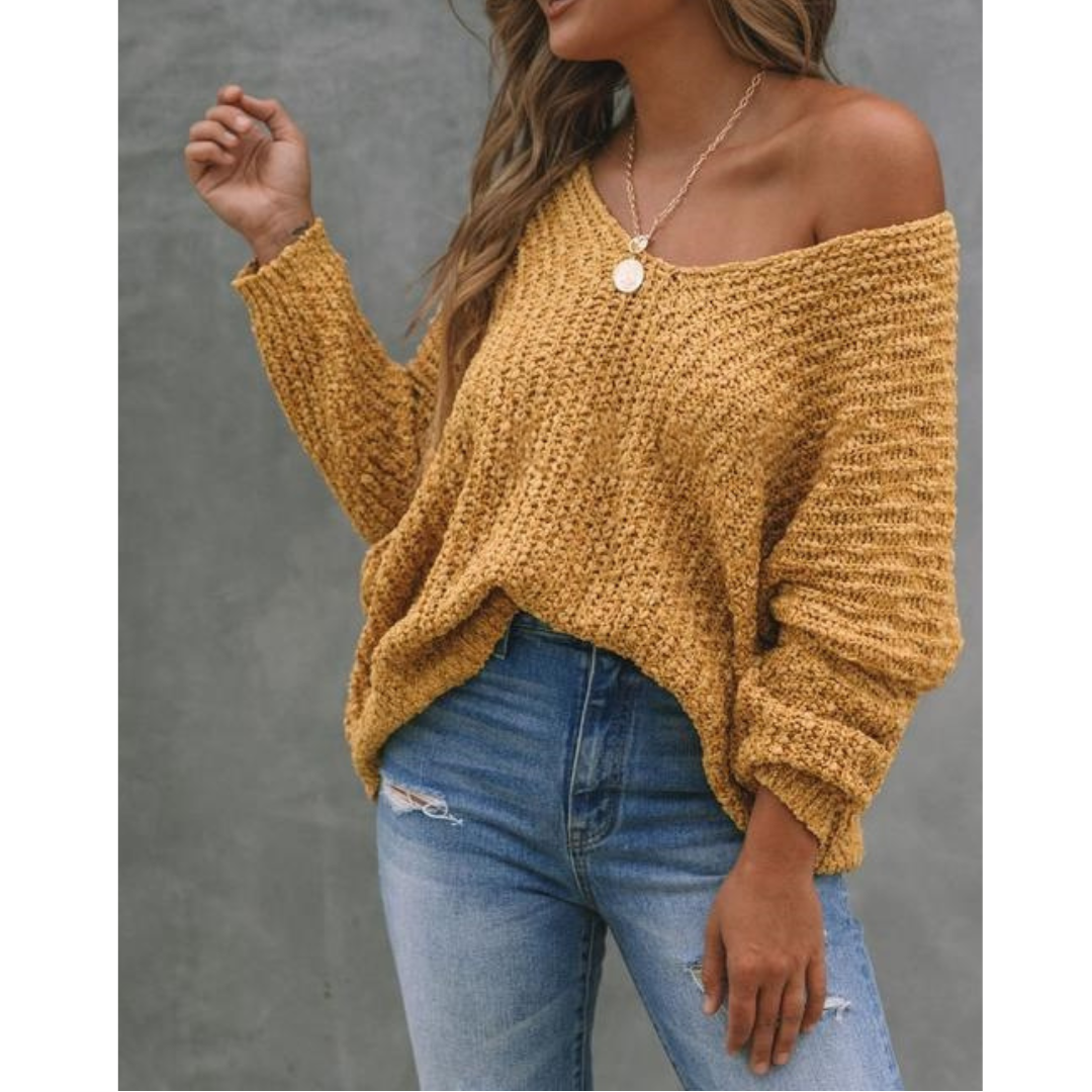 SOLEDAD™ – Comfy Drop Shoulder Long Sleeve Sweater