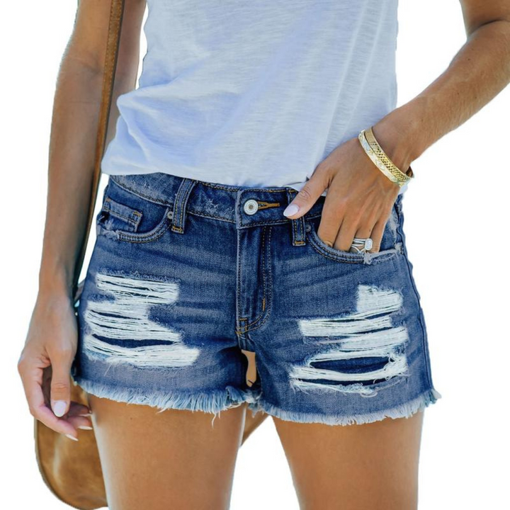 DOLORES™ – Daily Slim-Fit  Ripped Jean Shorts