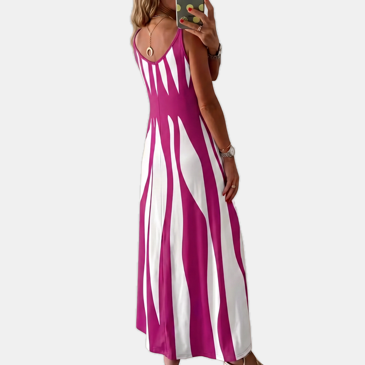 Women's Spaghetti Strap V-Neck Boho Sundress Long Dress