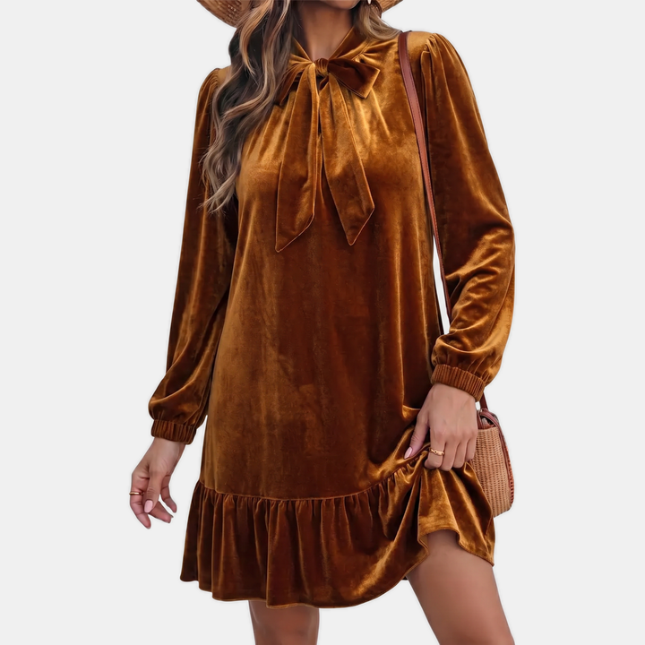 Women's Relaxed Sleeve Velvet Babydoll Mini Dress