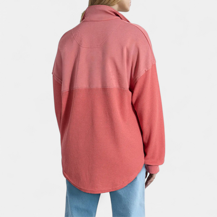 KENSEY™ – Relaxed Waffle Knit Pullover Top