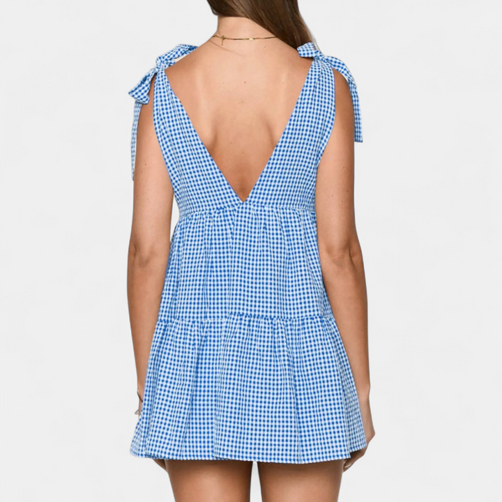 LOLITA™ – Bow Strap Deep V Mini Dress