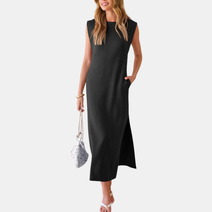 Women's Sleeveless Loose Fit Split Hem Maxi Sundress