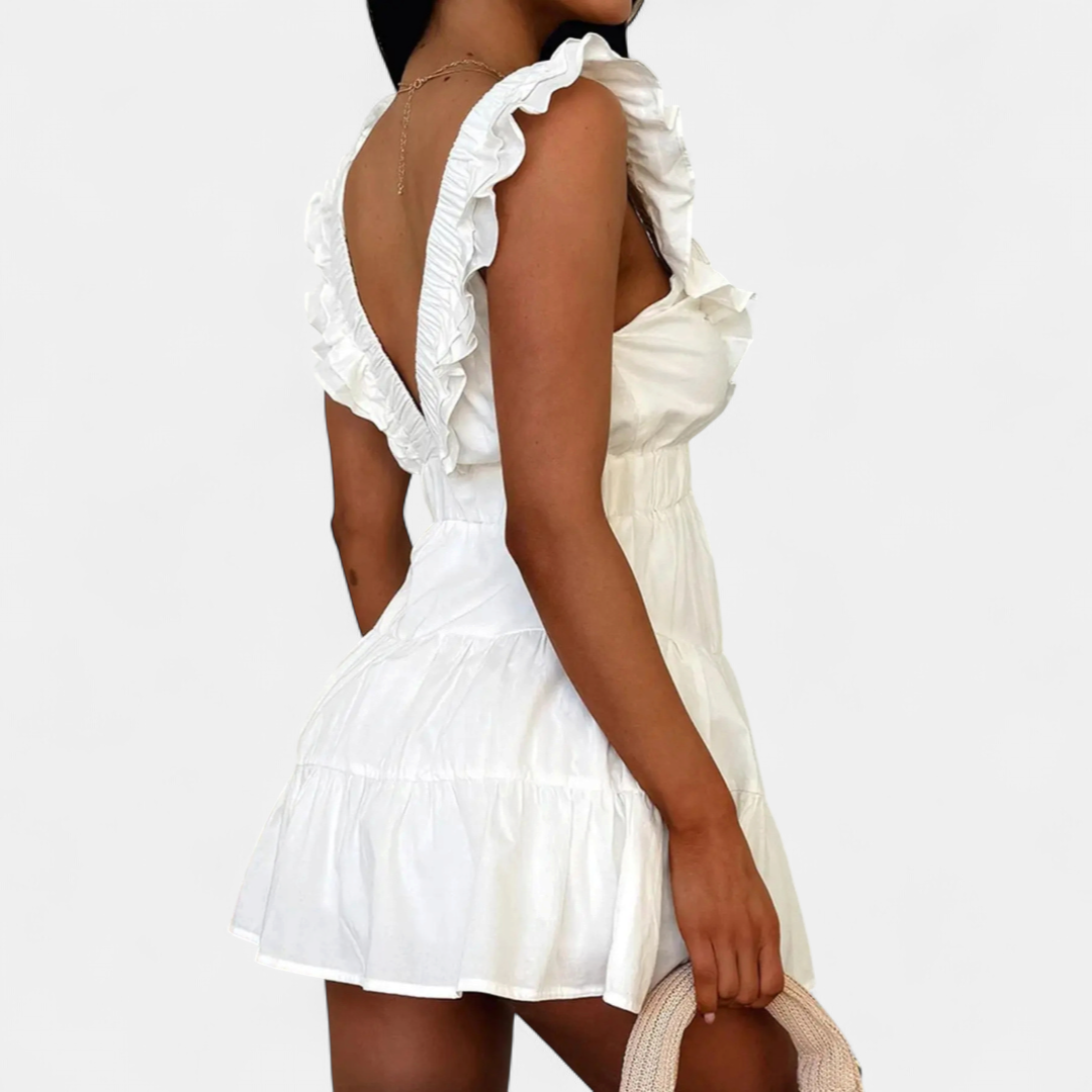 CAITRIONA™ – Deep V Floral Backless Mini Dress
