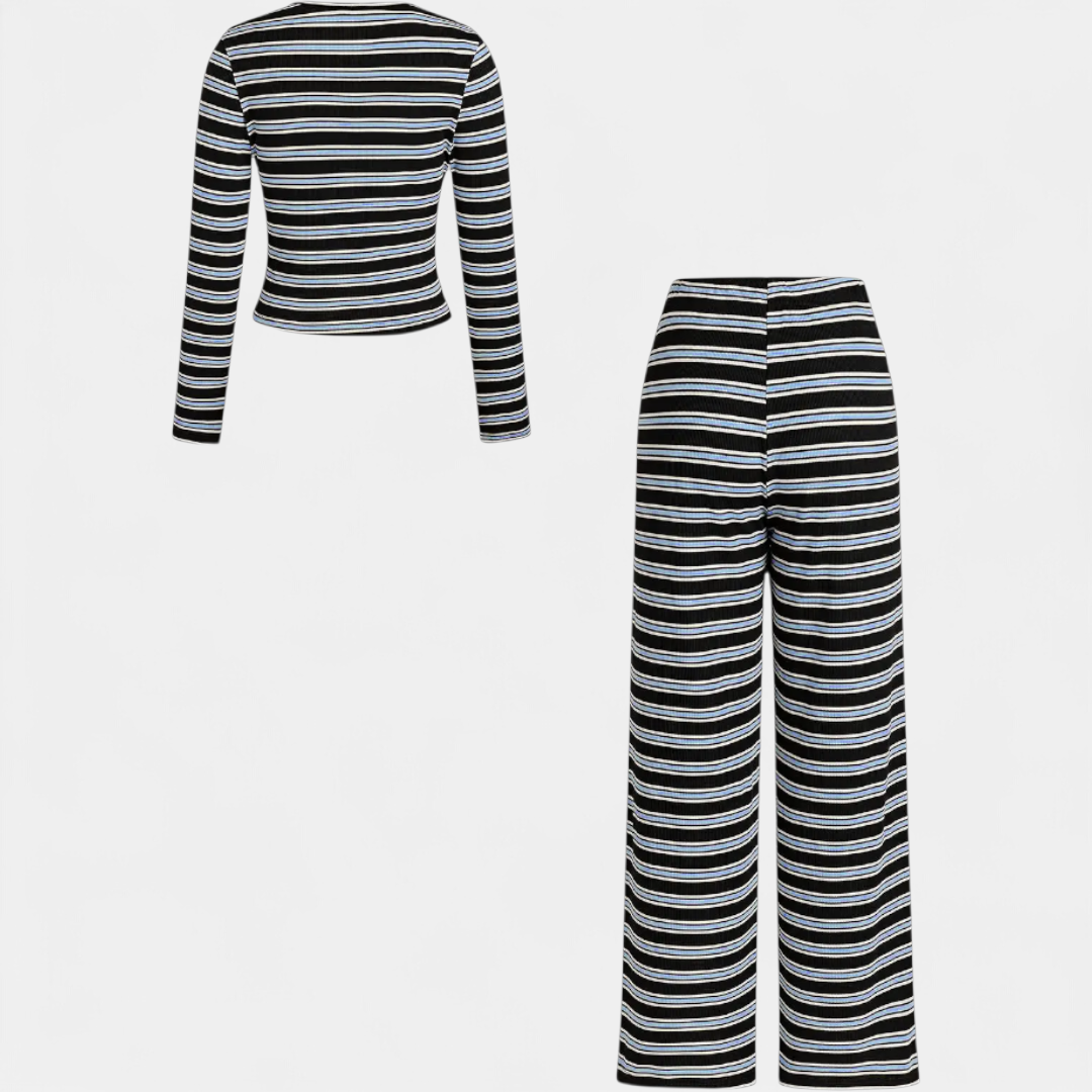 ROXLYN™ – Colorblock Striped Lounge Two-Piece Set