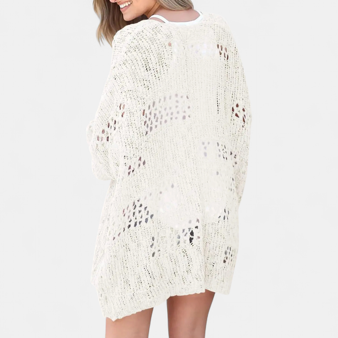 FIORELLA™ – Boho Hollow-Out Knit Cardigan