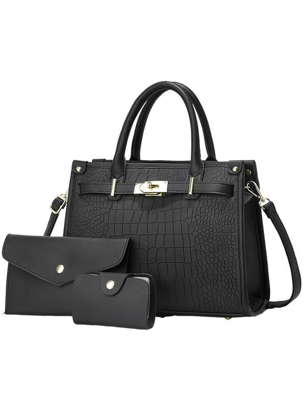 ALENOR™ – Crocodile Embossed Large Capacity Crossbody Handbag Set