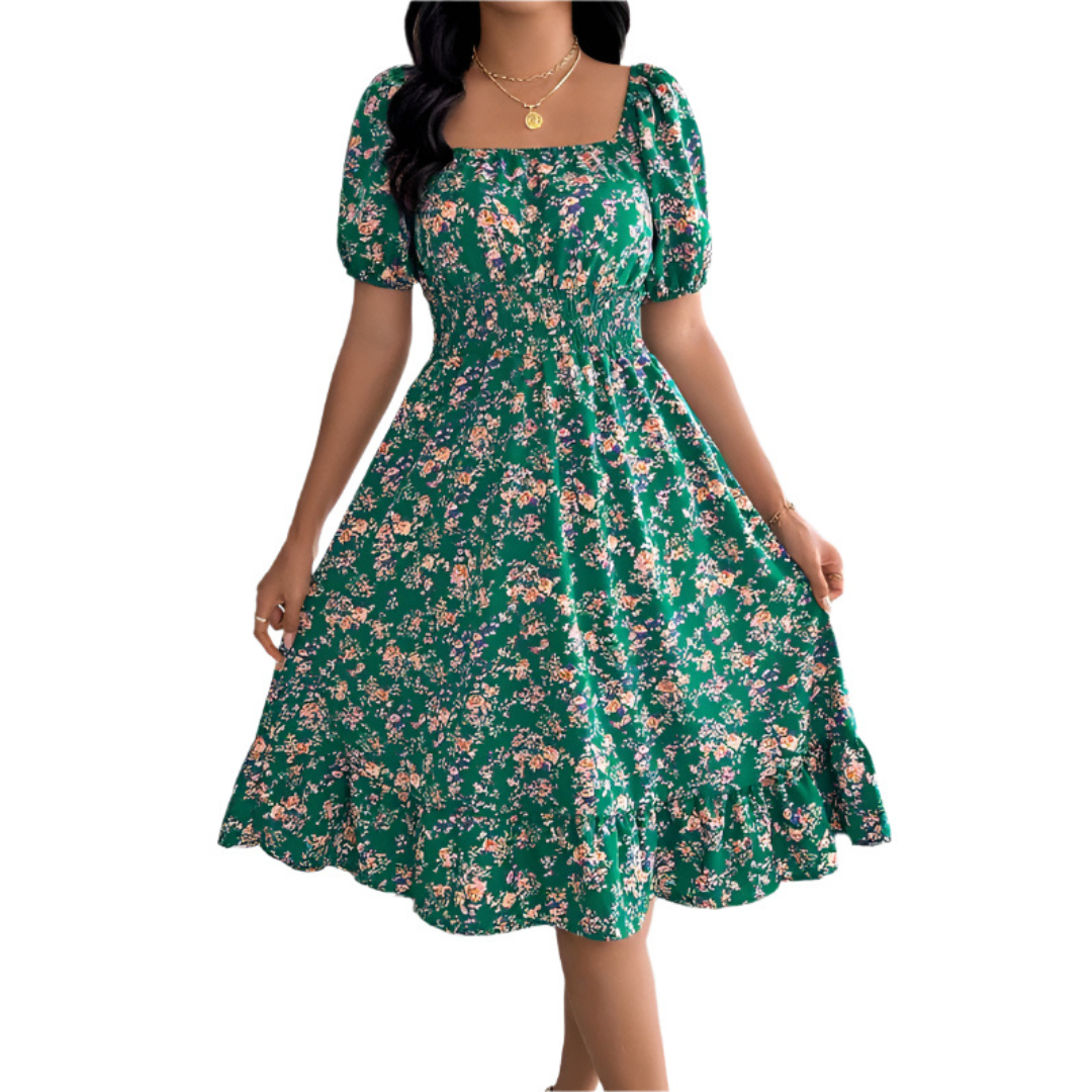 HIRAYA™ – Classic Square Neck Ruffled Summer Sundress