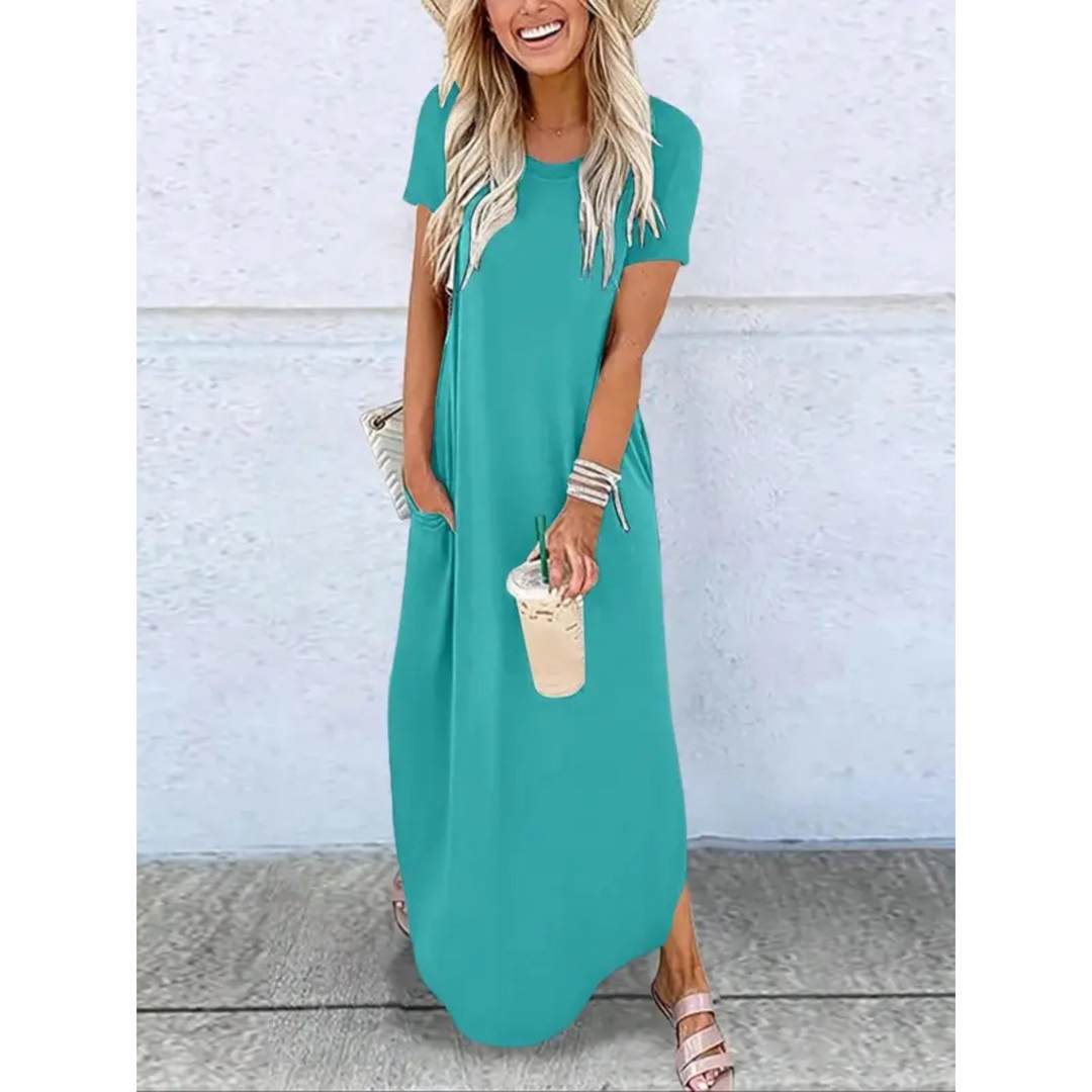 RELNA™ – Casual Summer Round Neck Maxi Dress