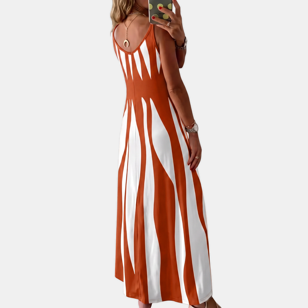 Women's Spaghetti Strap V-Neck Boho Sundress Long Dress