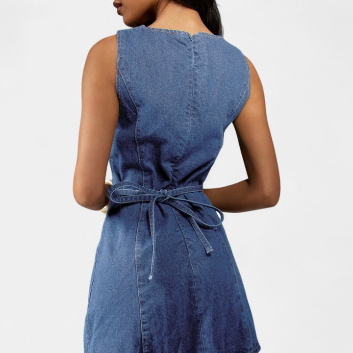 DEXIE™ – Retro Sleeveless A-Line Denim Dress
