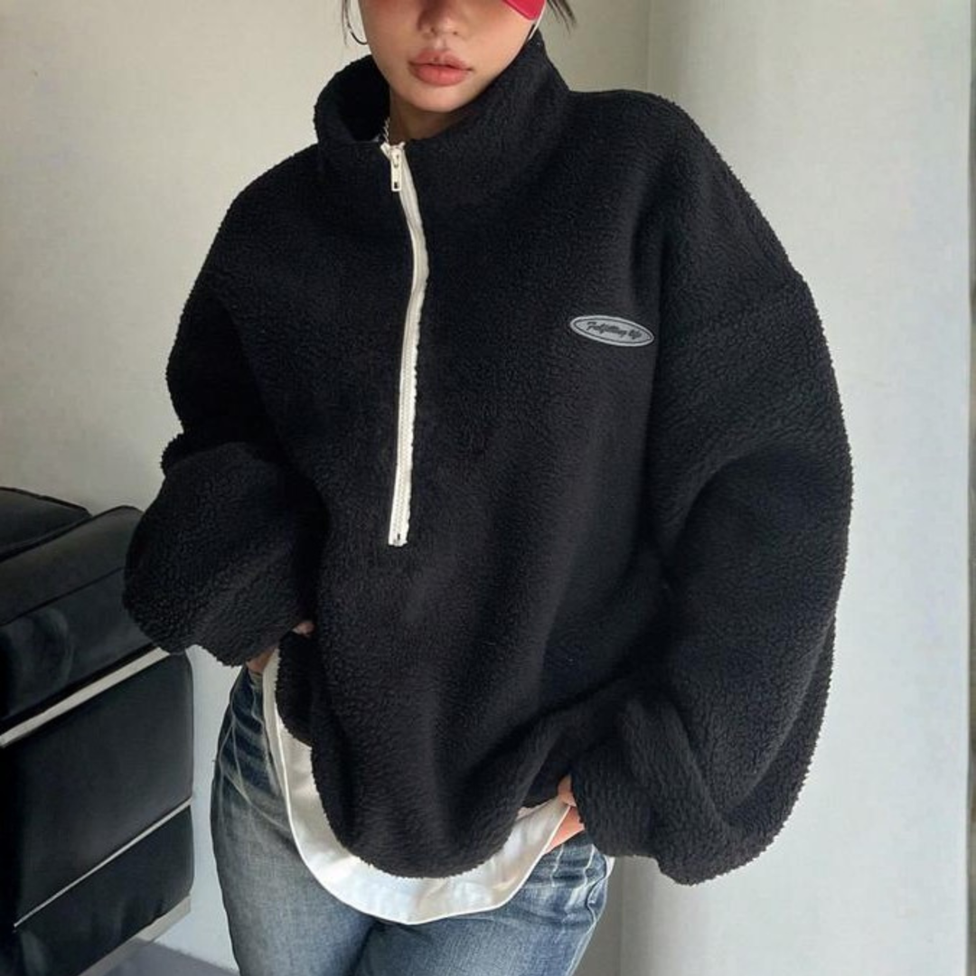 AVALANNA™ - Comfy Fuzzy Half Zip Long Sleeve Sweatshirt