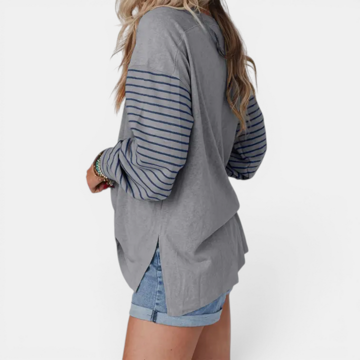 DEXLYN™ – Striped Color-Block Long Sleeve Top