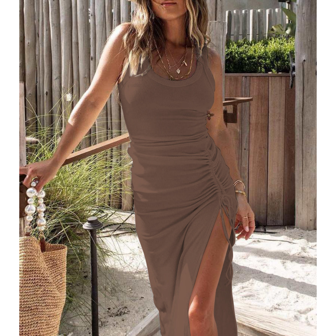EVELYNA™ - Chic Ribbed Slit Bodycon Dress