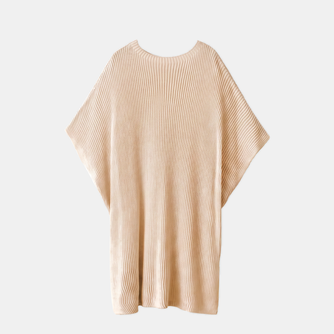 Women's Oversized Drop Shoulder Puff Sleeve Knit Pullover Sweater