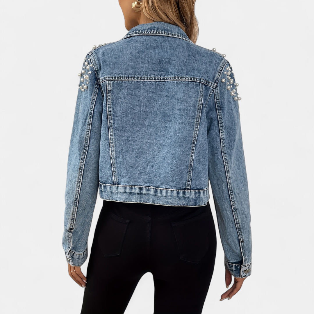 PAXTON™ – Pearl-Studded Short Denim Jacket