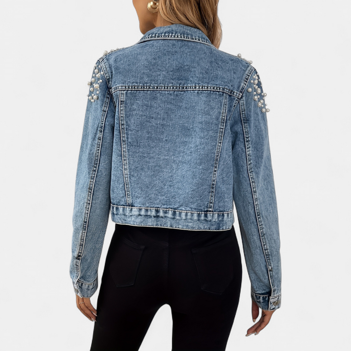 PAXTON™ – Pearl-Studded Short Denim Jacket