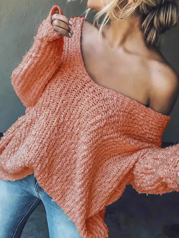 TELIKA™ - Comfy Drop Shoulder Long Sleeve Sweater