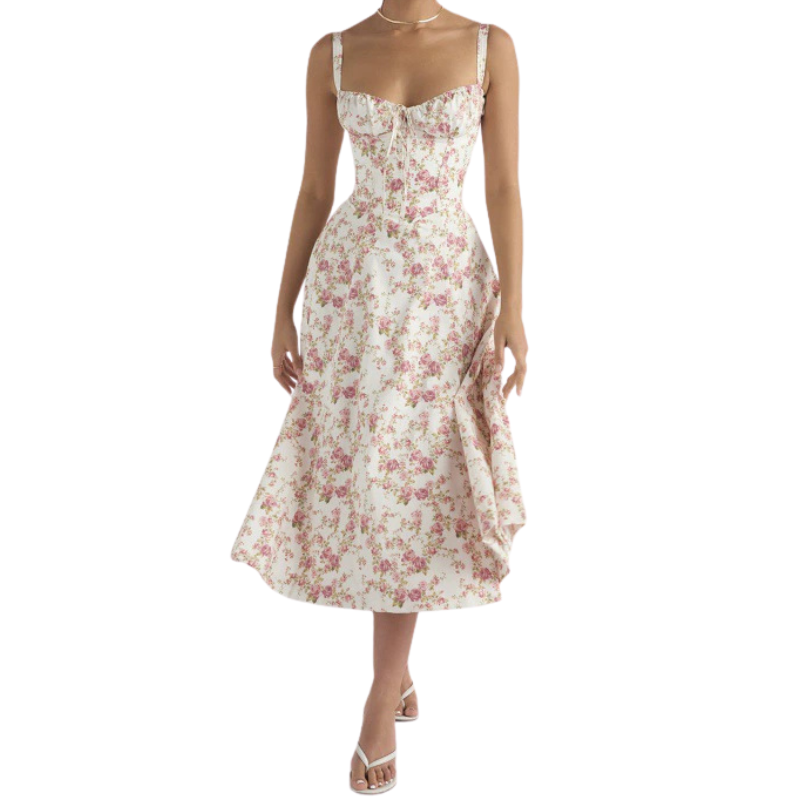 MATILDA™ – Elegant Ruched Corset Midi Dress