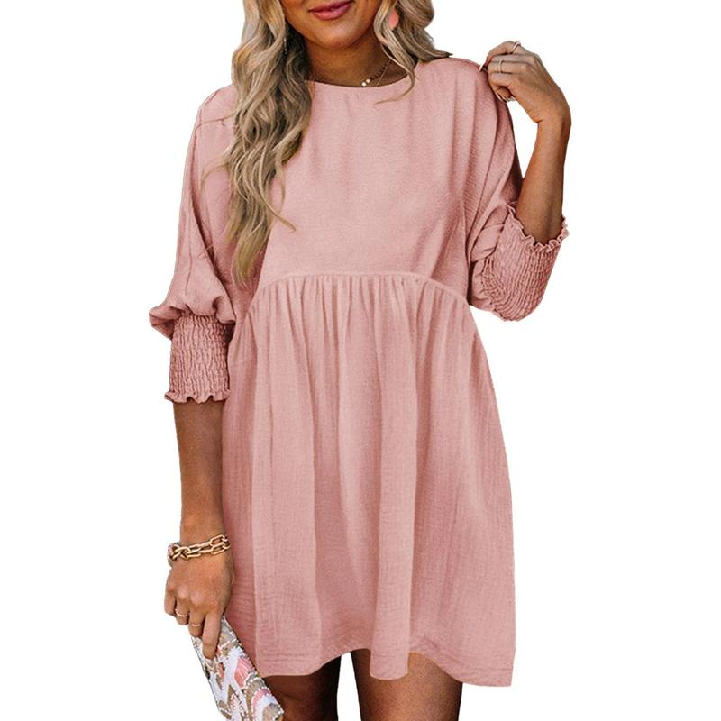 LEA™ – Women’s Casual Black Shift Dress Flowy Crew Neck Mini Sundress for Summer