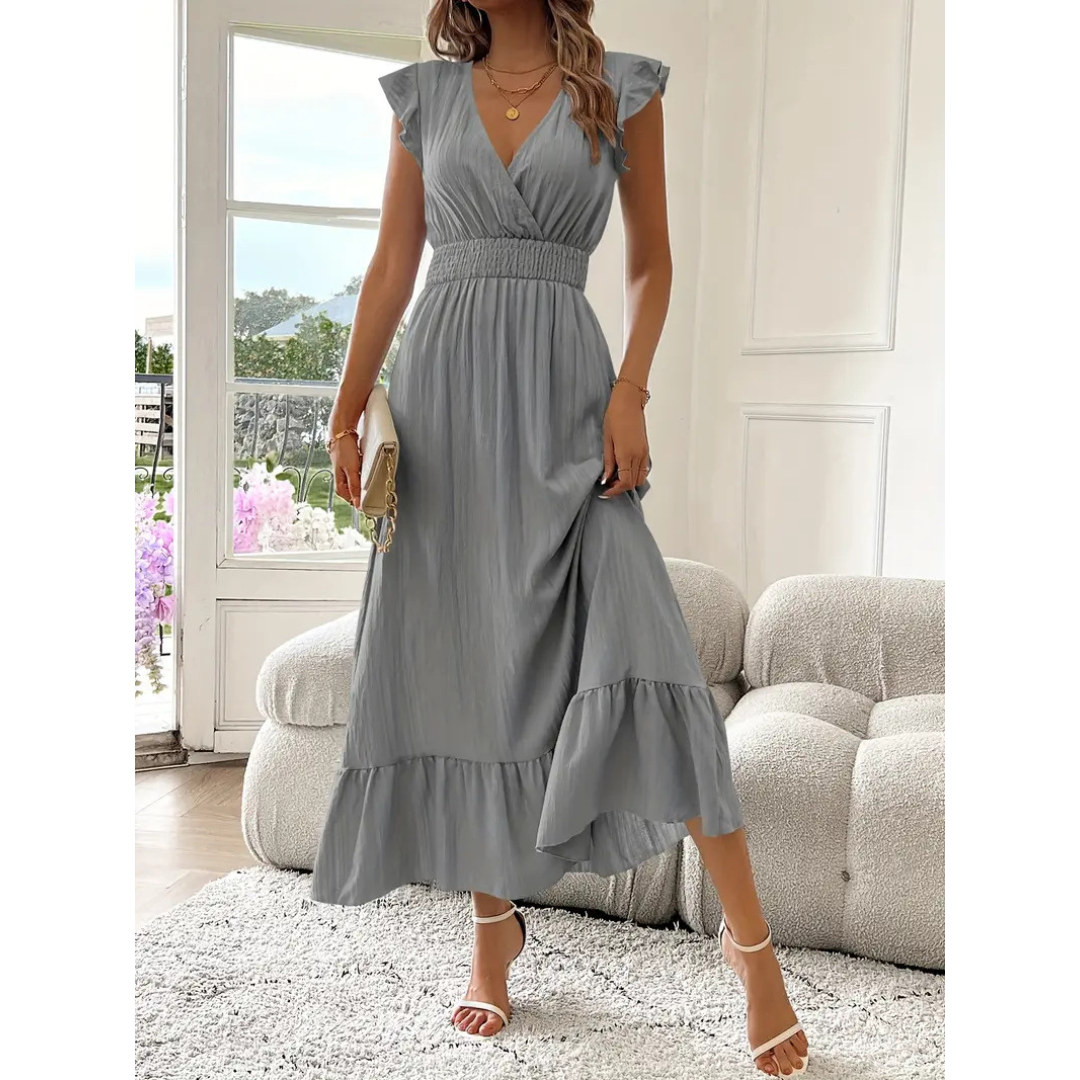 AVALERI™ - Elegant Shirred V-Neck Summer Maxi Dress