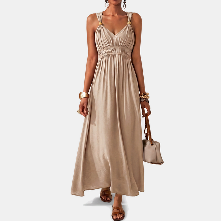 Women's Sleeveless Deep V Neck Flowy A Line Dress