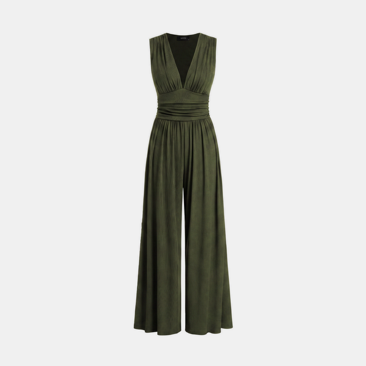 Women's Sleeveless Wide Leg Ribbed Jumpsuit