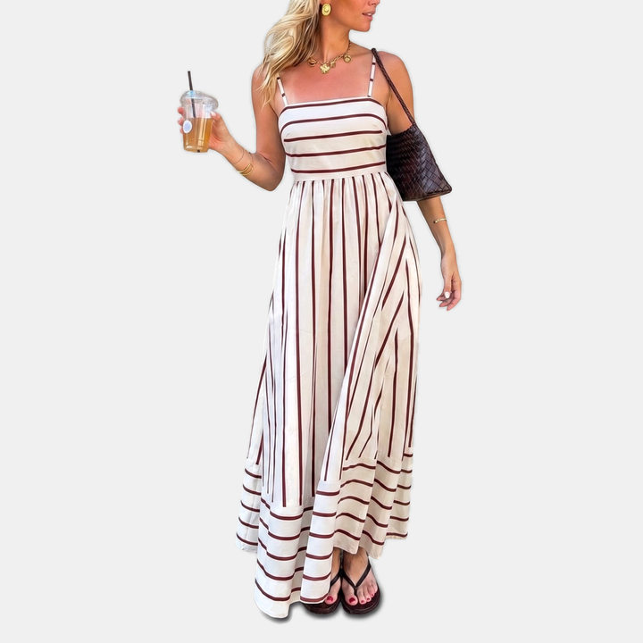 Women's Square Neck Thin Strap Tiered Casual Vacation Maxi Dress