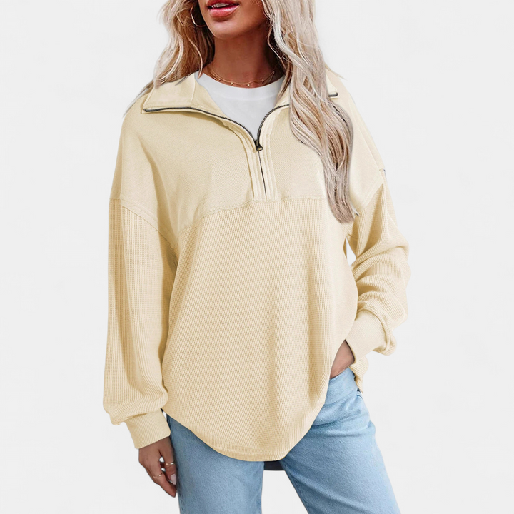 KENSEY™ – Relaxed Waffle Knit Pullover Top