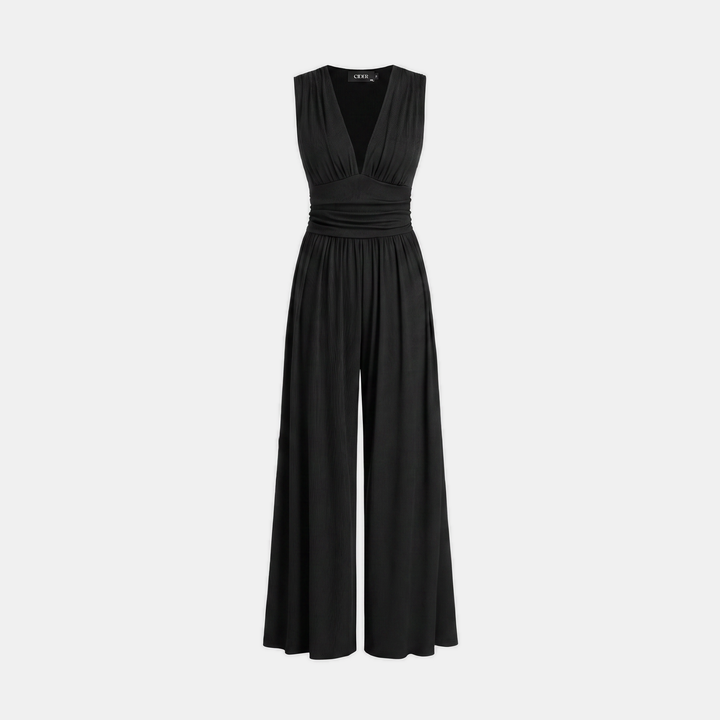 Women's Sleeveless Wide Leg Ribbed Jumpsuit