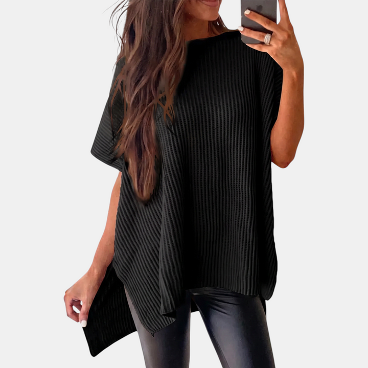 Women's Oversized Drop Shoulder Puff Sleeve Knit Pullover Sweater