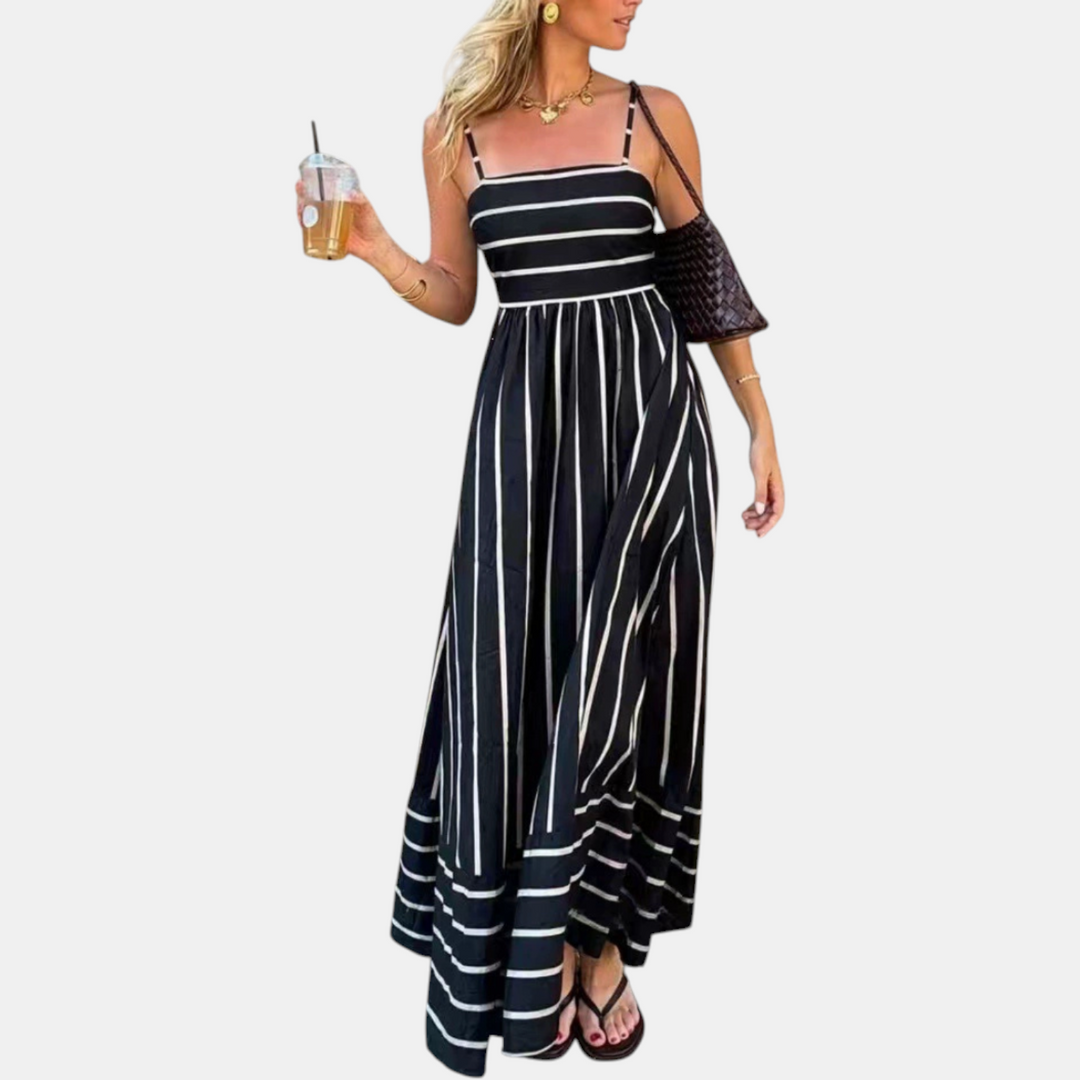 Women's Square Neck Thin Strap Tiered Casual Vacation Maxi Dress
