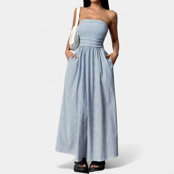NEVADA™ – Striped Strapless Pocket Maxi Dress