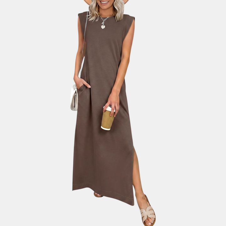 Women's Sleeveless Loose Fit Split Hem Maxi Sundress