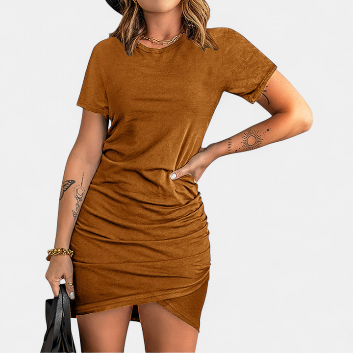 NIXIE™ – Ruched Bodycon Short Sleeve Dress