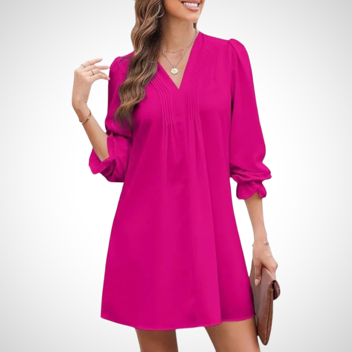 LUCINDA™ - Elegant Ruffled V-Neck Dress