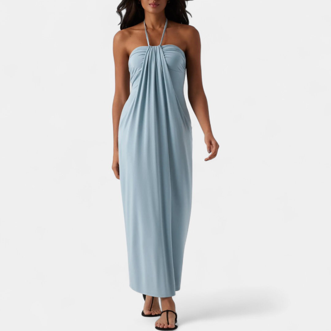 SOLÈNE™ – Sexy Halter Tie-Back Maxi Dress