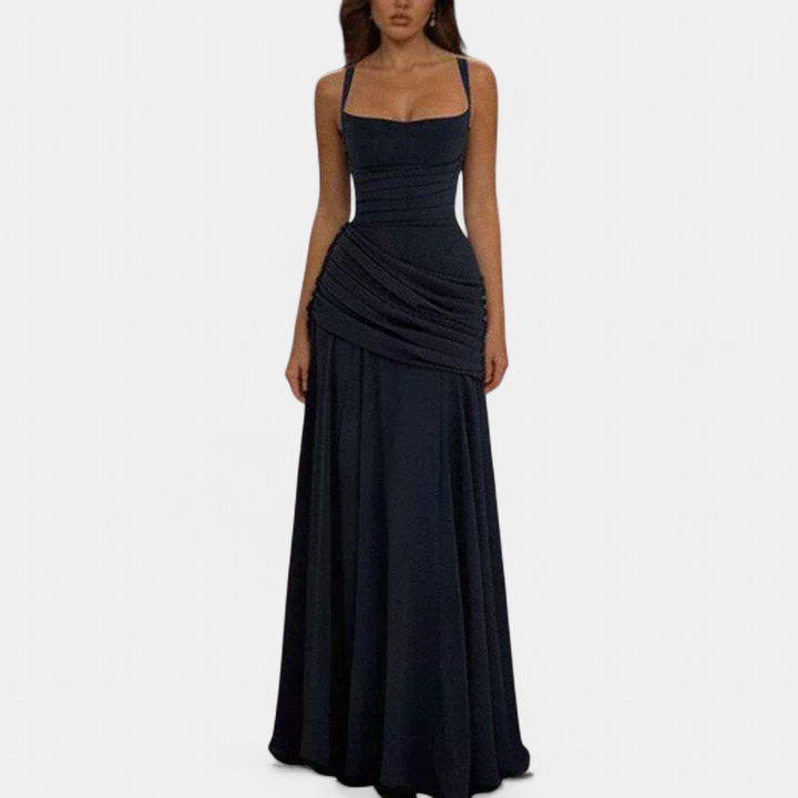 VENDOME™ – Ruched Tie-Back Sleeveless Maxi Dress
