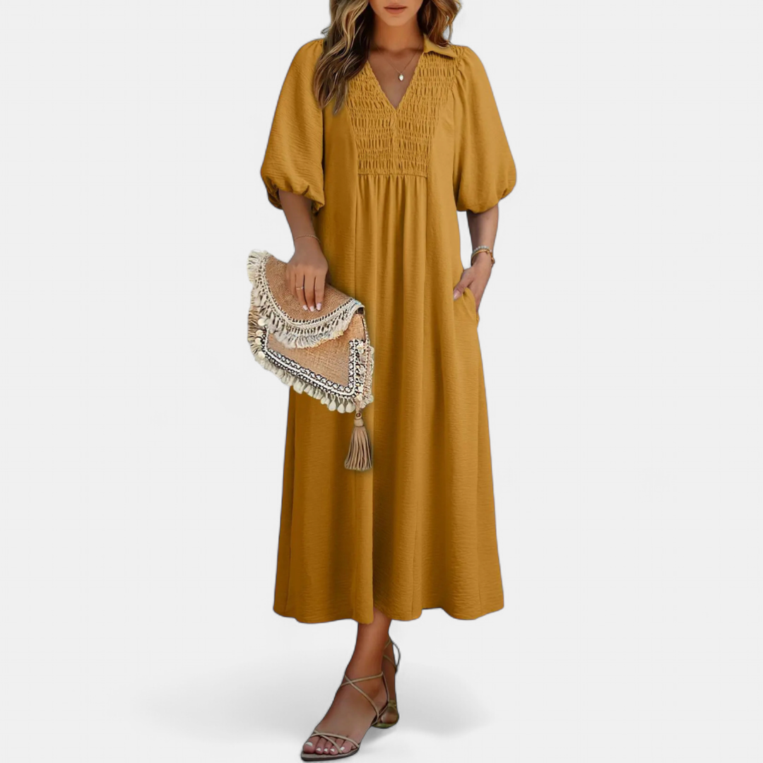 MERIDIAN™ – Breezy Puff Sleeve A-Line Dress