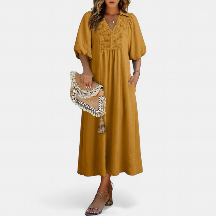 MERIDIAN™ – Breezy Puff Sleeve A-Line Dress