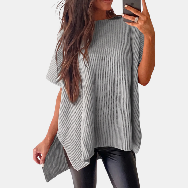 Women's Oversized Drop Shoulder Puff Sleeve Knit Pullover Sweater
