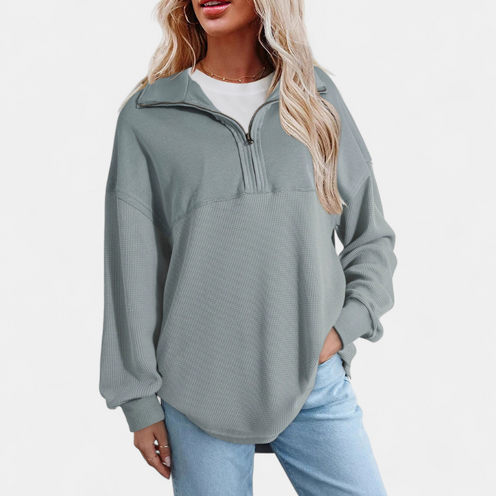 KENSEY™ – Relaxed Waffle Knit Pullover Top