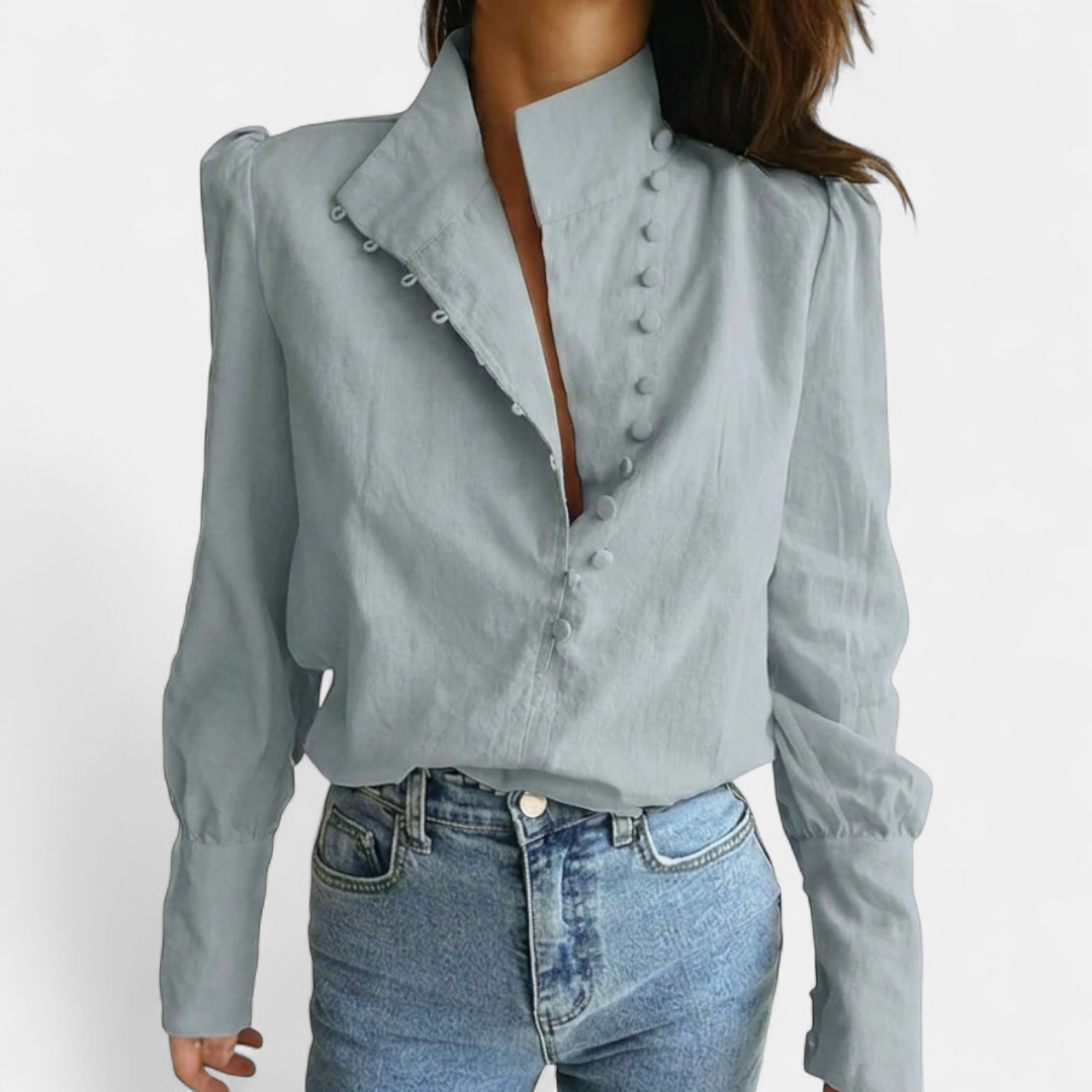 CADEN™ – Relaxed Cotton Button-Front Blouse