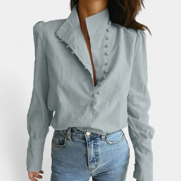CADEN™ – Relaxed Cotton Button-Front Blouse